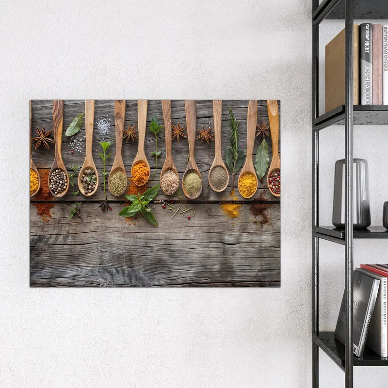 Magnettafel - Gewürzlöffel auf Holz