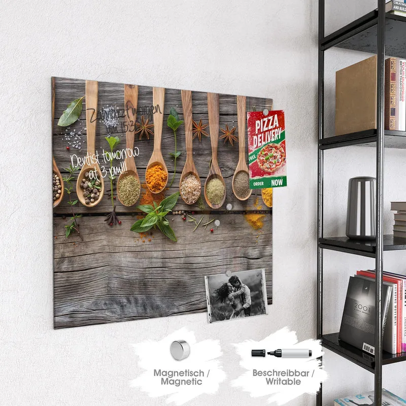 Magnettafel - Gewürzlöffel auf Holz