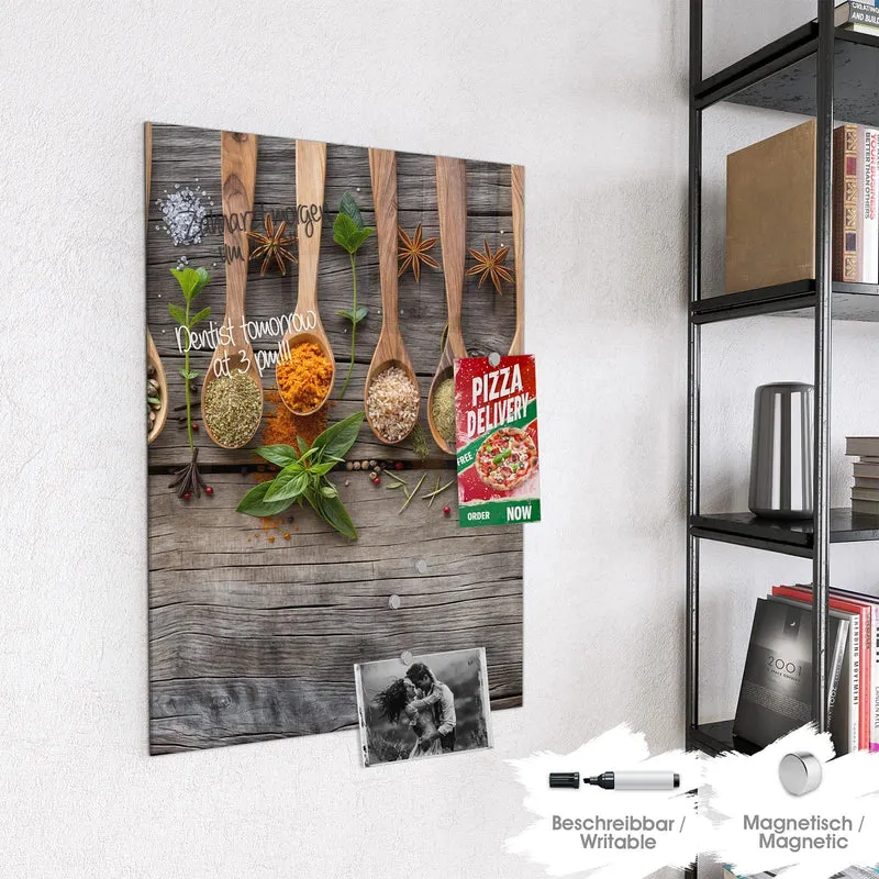 Magnettafel - Gewürzlöffel auf Holz
