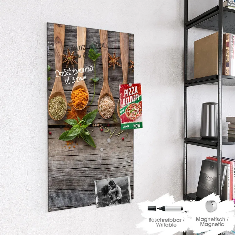 Magnettafel - Gewürzlöffel auf Holz