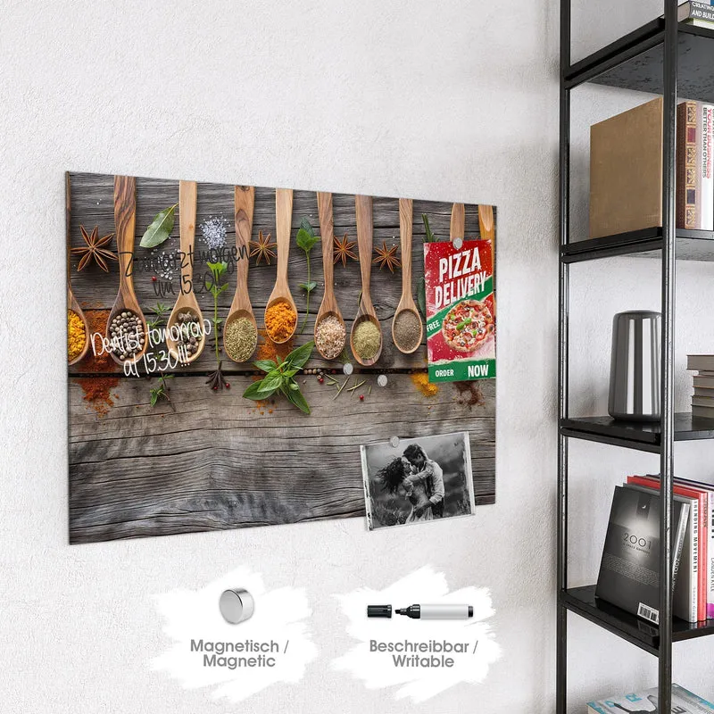 Magnettafel - Gewürzlöffel auf Holz