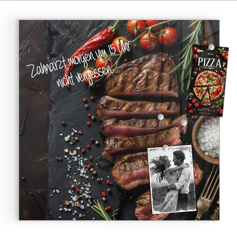 Magnettafel - Steak auf Schiefer