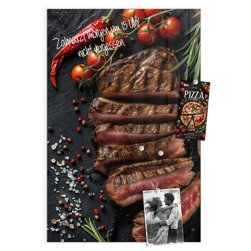 Magnettafel - Steak auf Schiefer