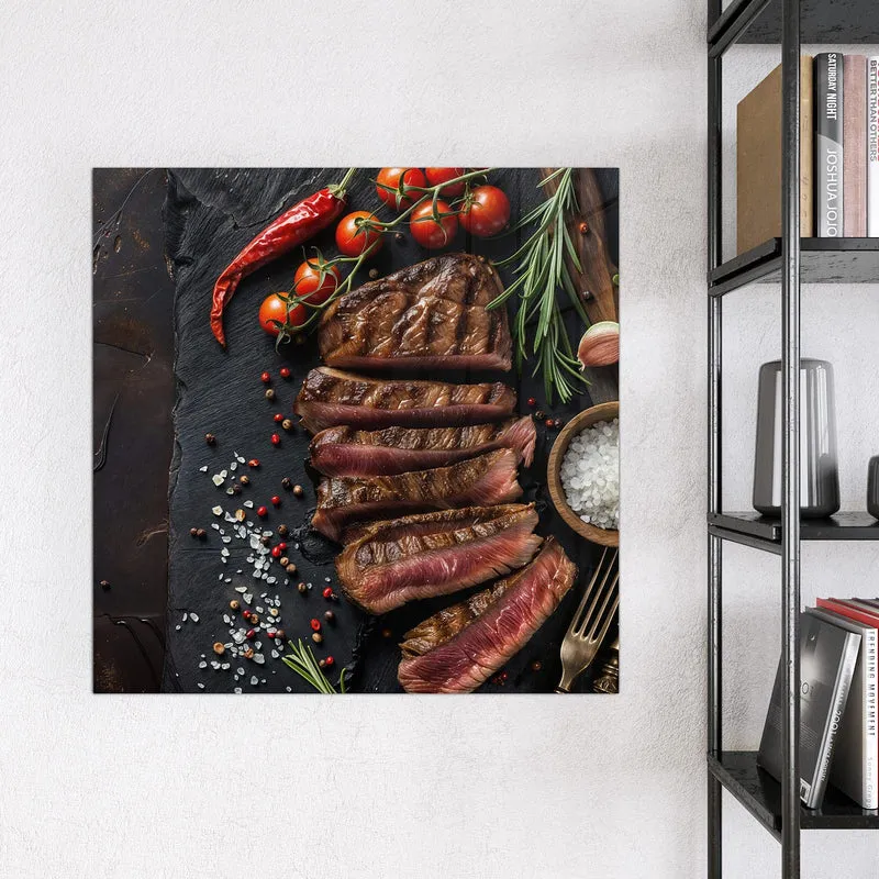 Magnettafel - Steak auf Schiefer