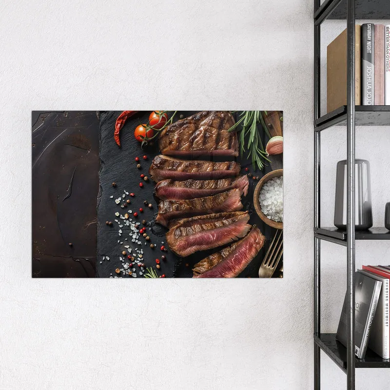 Magnettafel - Steak auf Schiefer