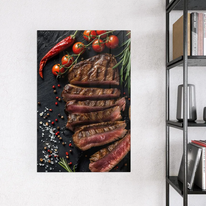 Magnettafel - Steak auf Schiefer