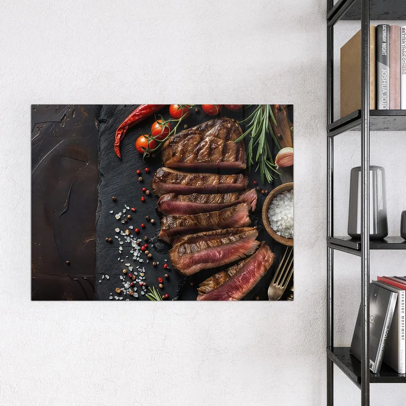 Magnettafel - Steak auf Schiefer