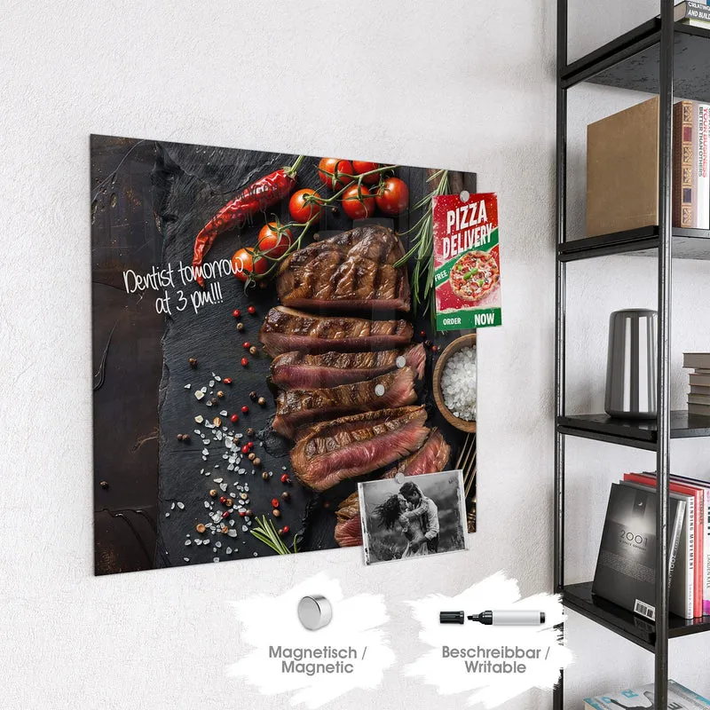 Magnettafel - Steak auf Schiefer