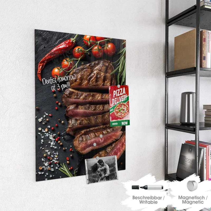 Magnettafel - Steak auf Schiefer