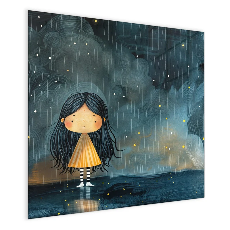 Magnettafel - Mädchen im Regen
