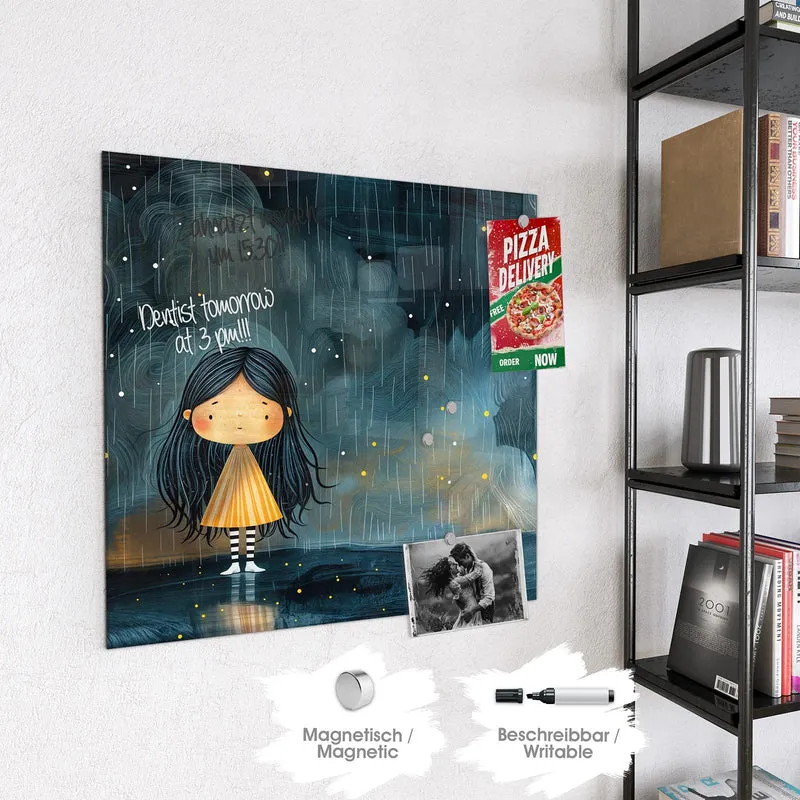 Magnettafel - Mädchen im Regen