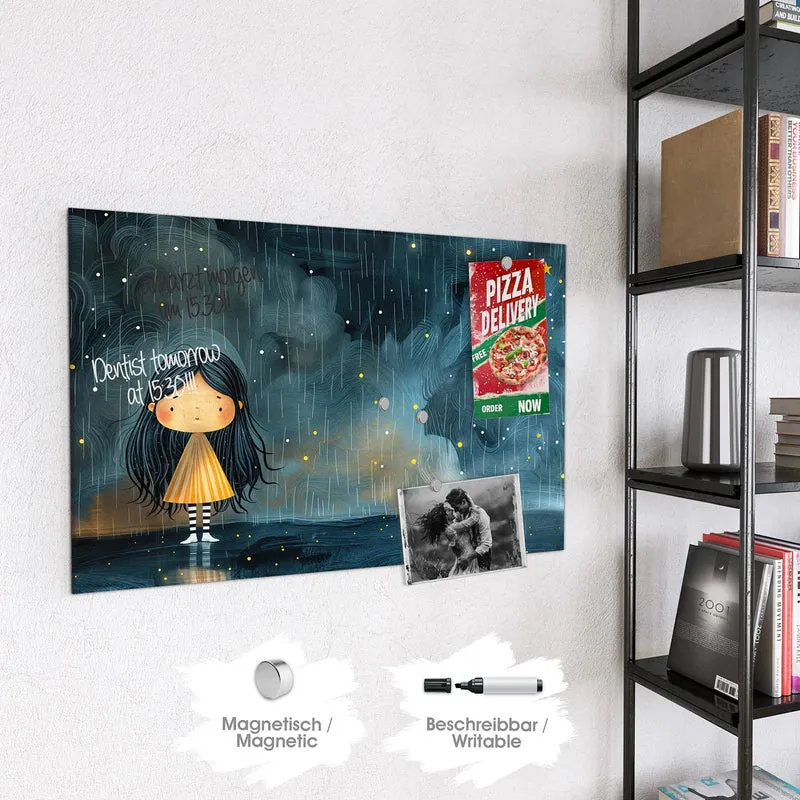 Magnettafel - Mädchen im Regen