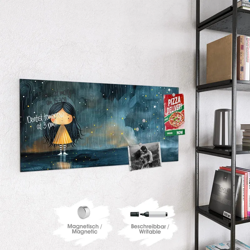 Magnettafel - Mädchen im Regen