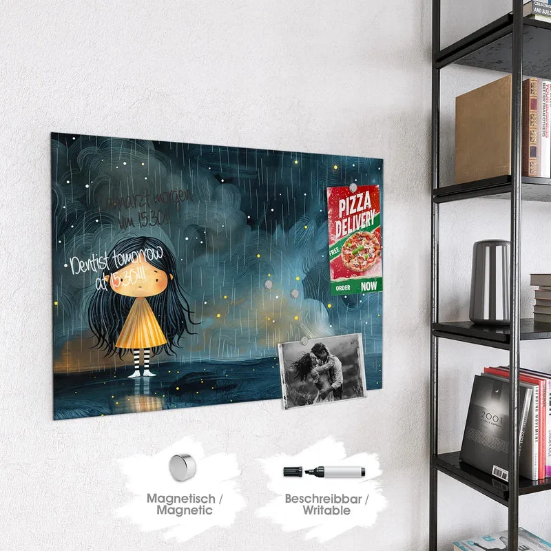 Magnettafel - Mädchen im Regen