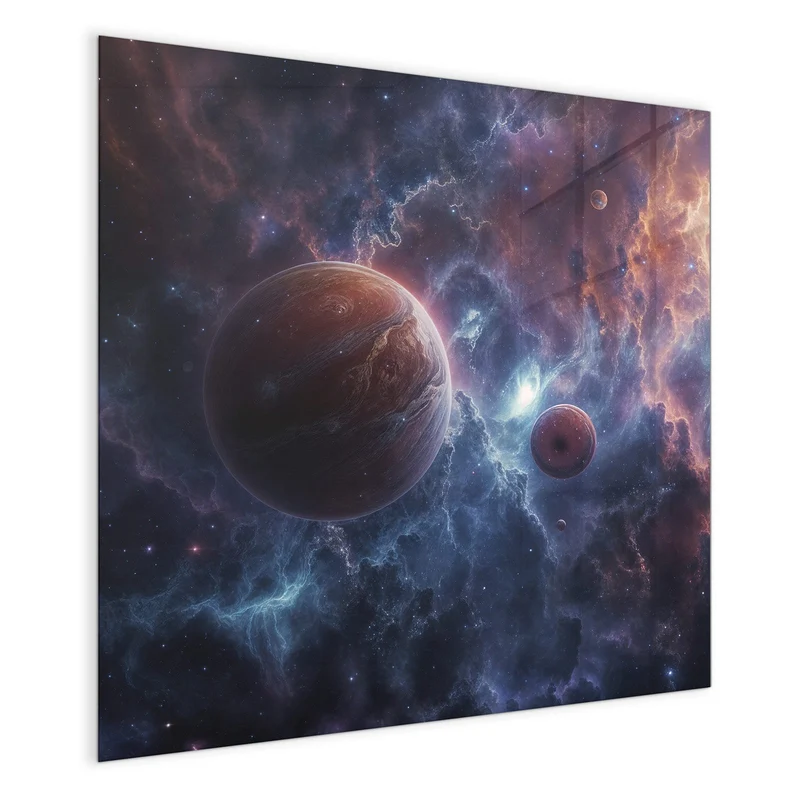 Magnettafel - Zwei Planeten im Nebel