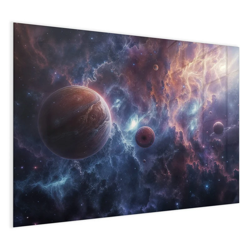 Magnettafel - Zwei Planeten im Nebel