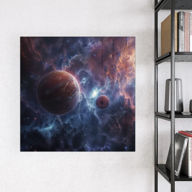 Magnettafel - Zwei Planeten im Nebel
