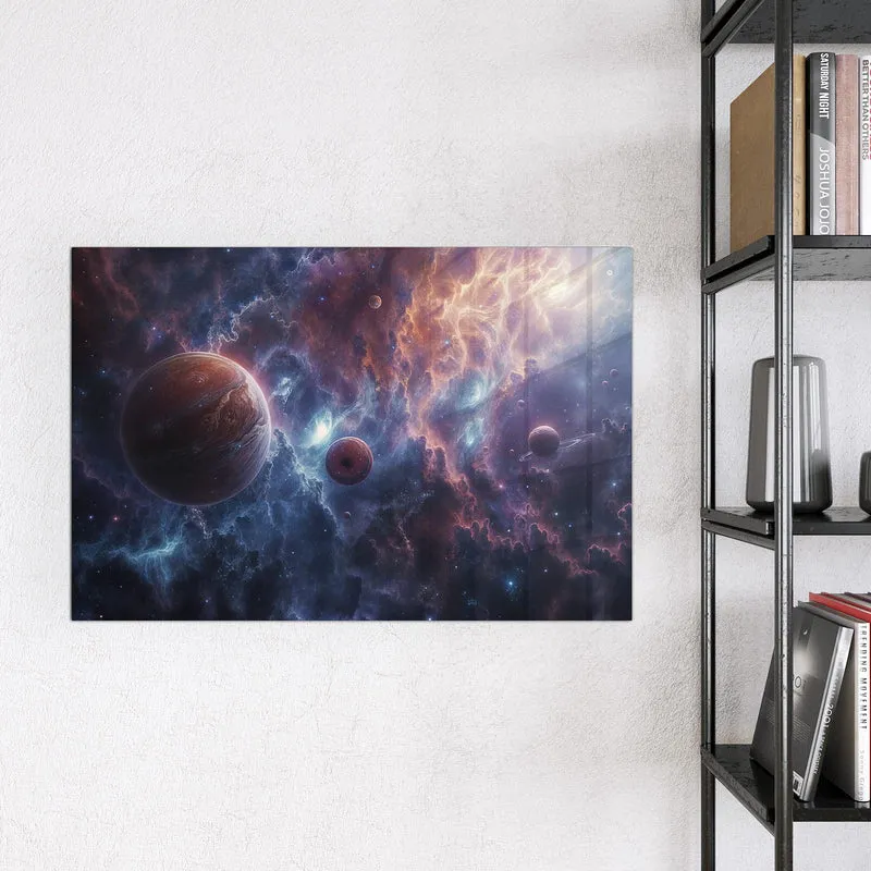 Magnettafel - Zwei Planeten im Nebel