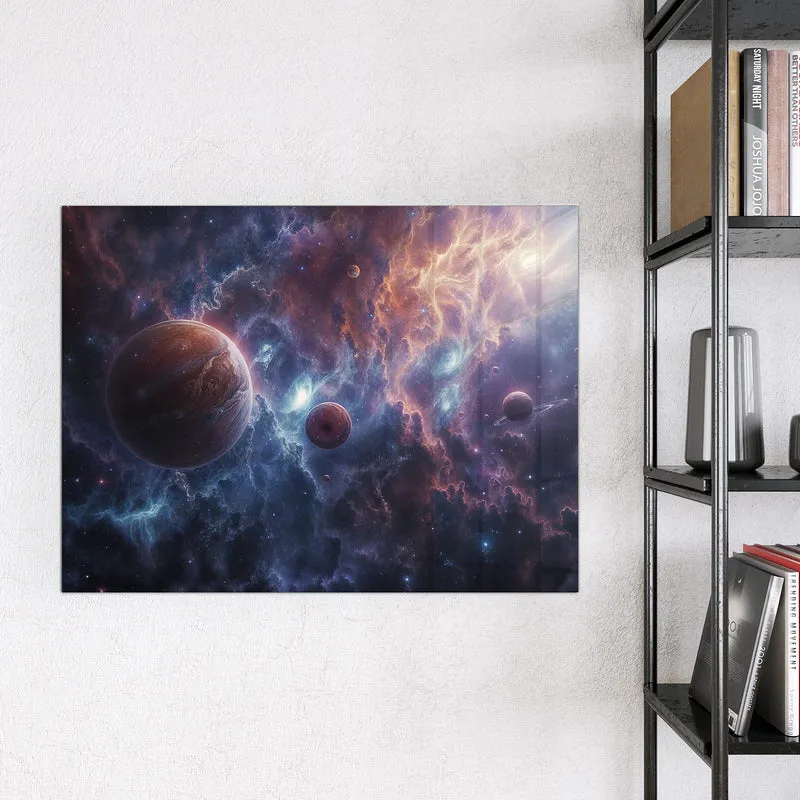 Magnettafel - Zwei Planeten im Nebel