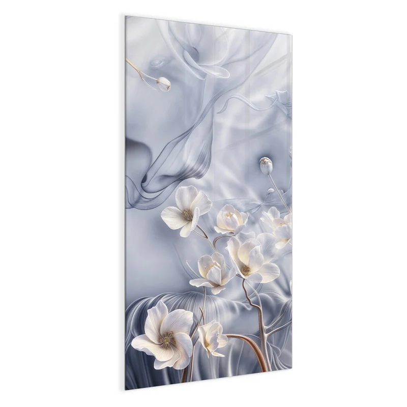 Magnettafel - Weiße Blüten auf Seide