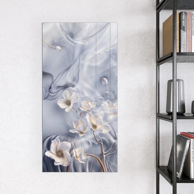 Magnettafel - Weiße Blüten auf Seide