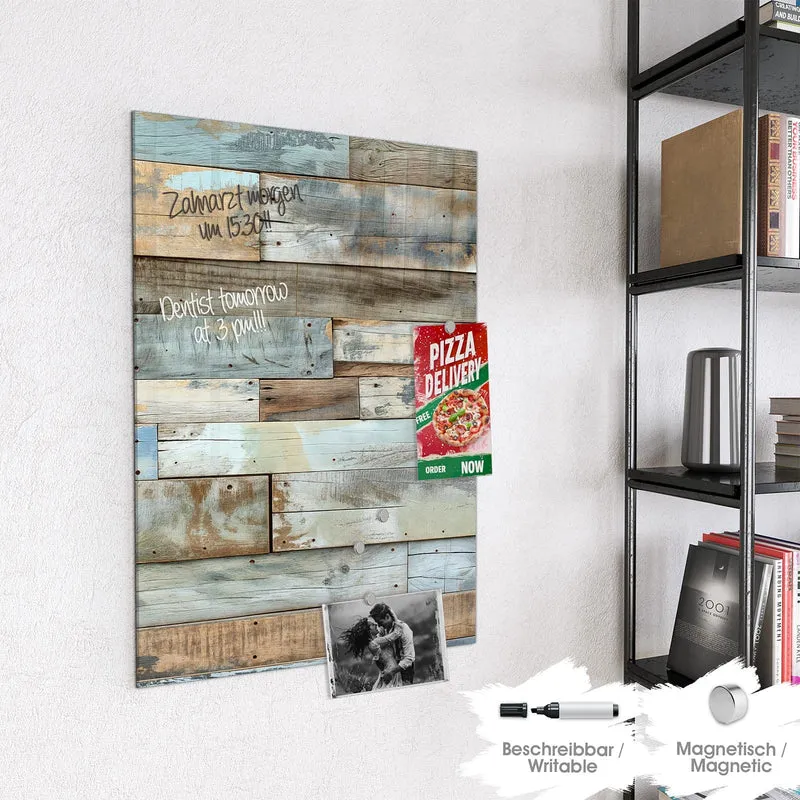 Magnettafel - Holz in Blau und Braun