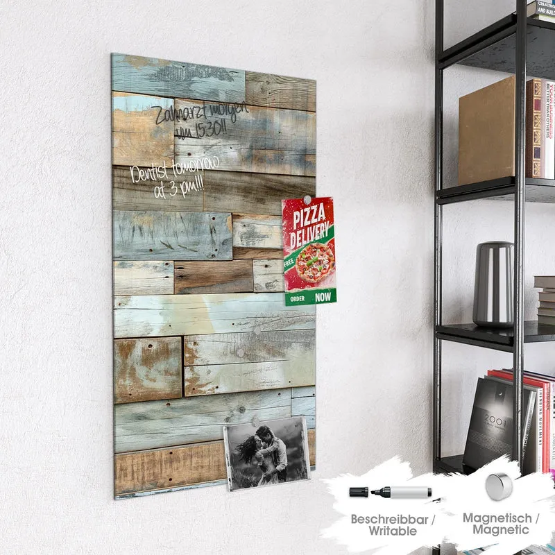 Magnettafel - Holz in Blau und Braun