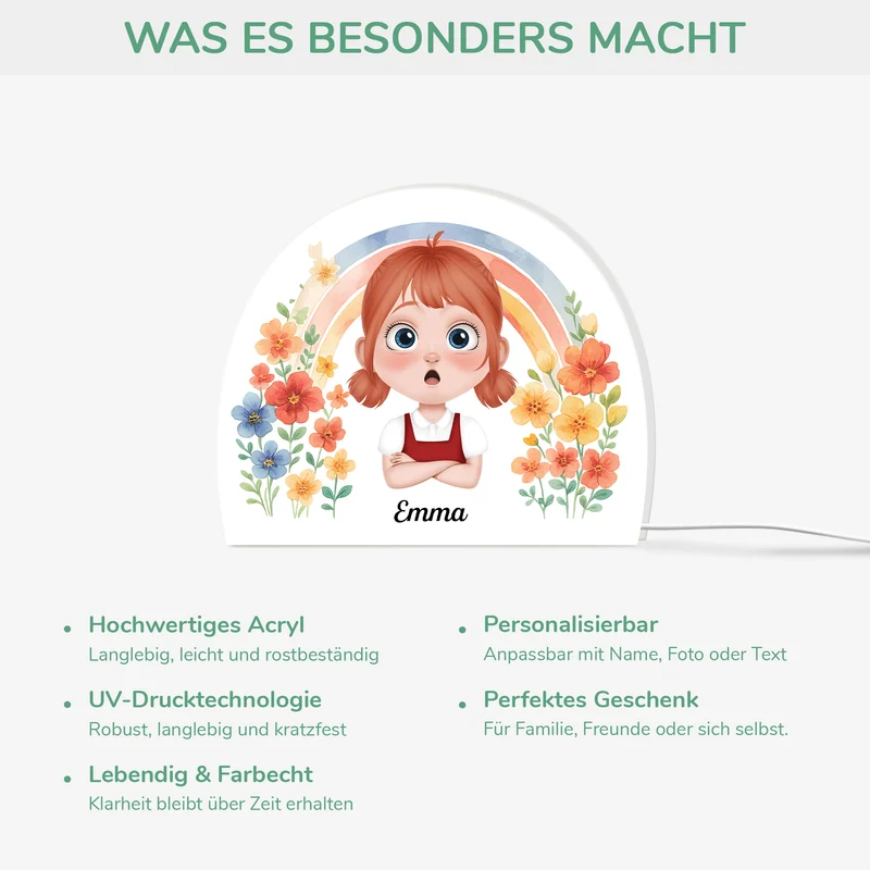Kind Cartoon Blumen - Personalisiertes Geschenk | Lightbox Kinder