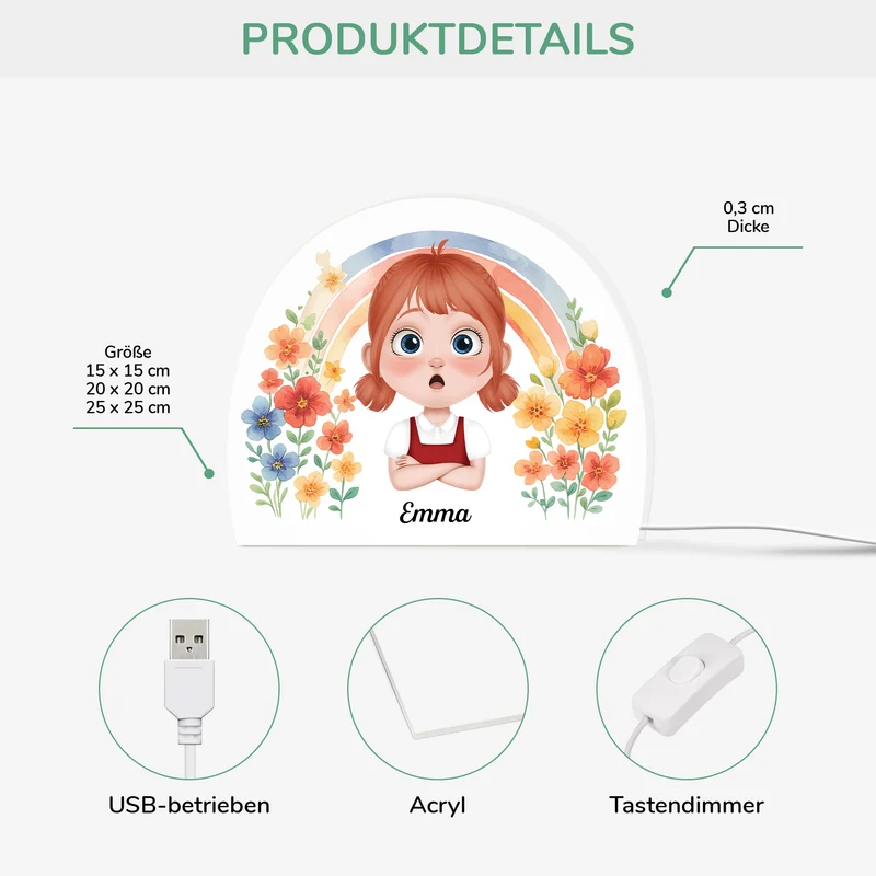 Kind Cartoon Blumen - Personalisiertes Geschenk | Lightbox Kinder