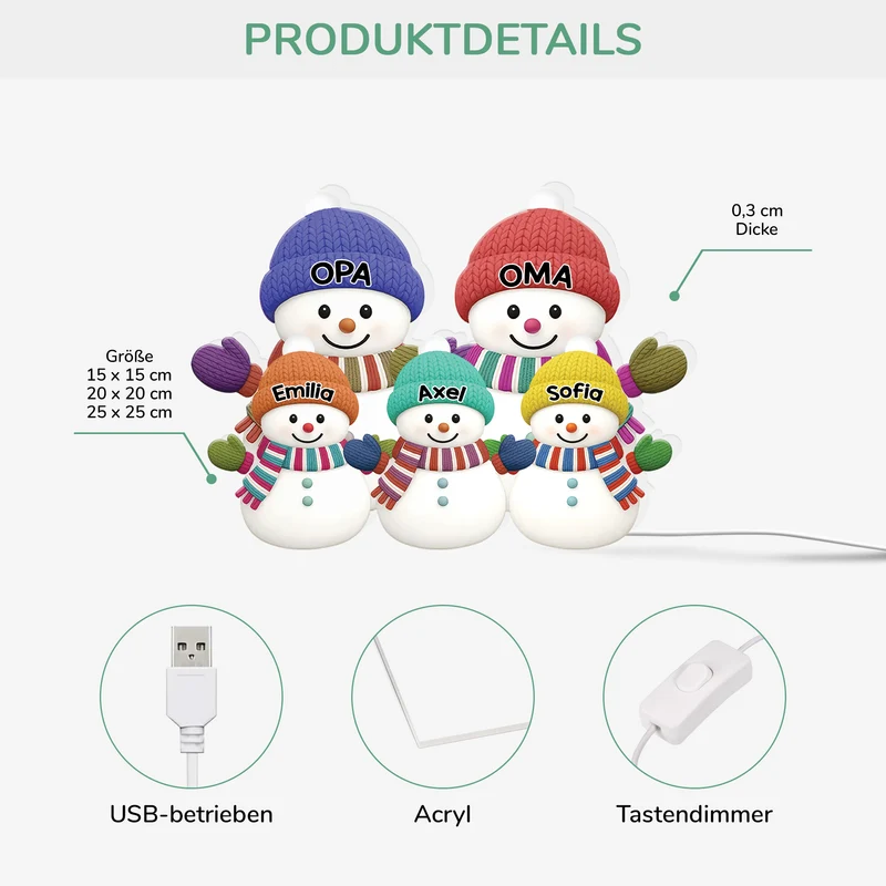 Familie Schneemann - Personalisierte Weihnachtsgeschenke | Lightbox