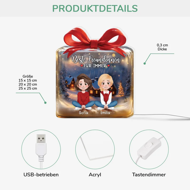 [3D-Optik] Beste Freundinnen Für Immer - Personalisierte Geschenke Beste Freundin | Lightbox