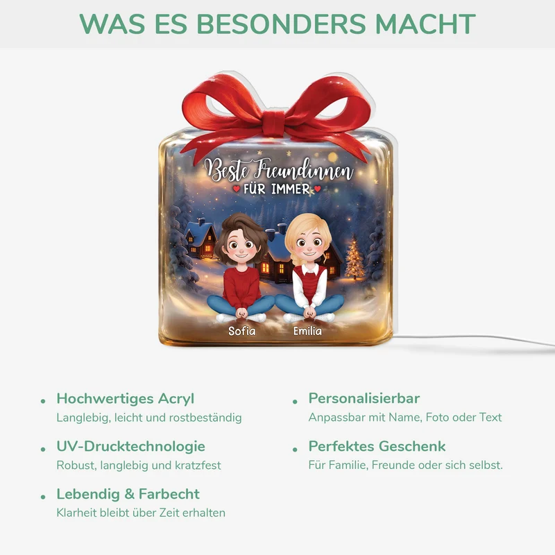 [3D-Optik] Beste Freundinnen Für Immer - Personalisierte Geschenke Beste Freundin | Lightbox
