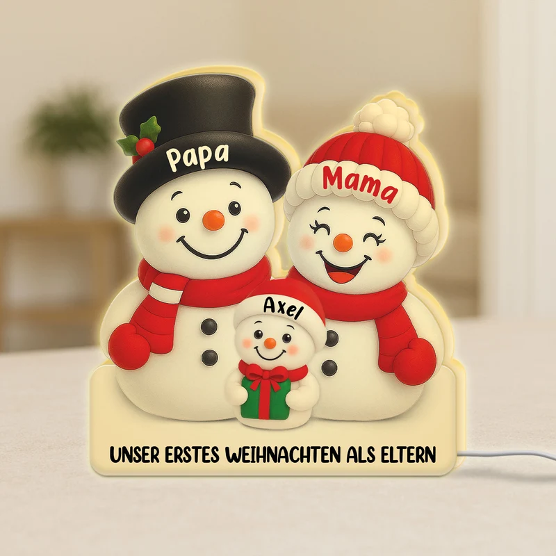 [3D-Optik] Unser Erstes Weihnachten Als Eltern - Personalisierte Weihnachtsgeschenke Familie | Lightbox