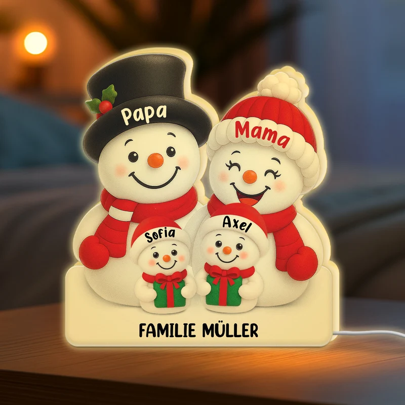 [3D-Optik] Unser Erstes Weihnachten Als Eltern - Personalisierte Weihnachtsgeschenke Familie | Lightbox