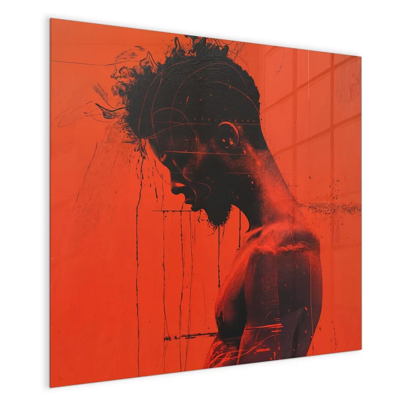 Magnettafel - Silhouette vor Rot