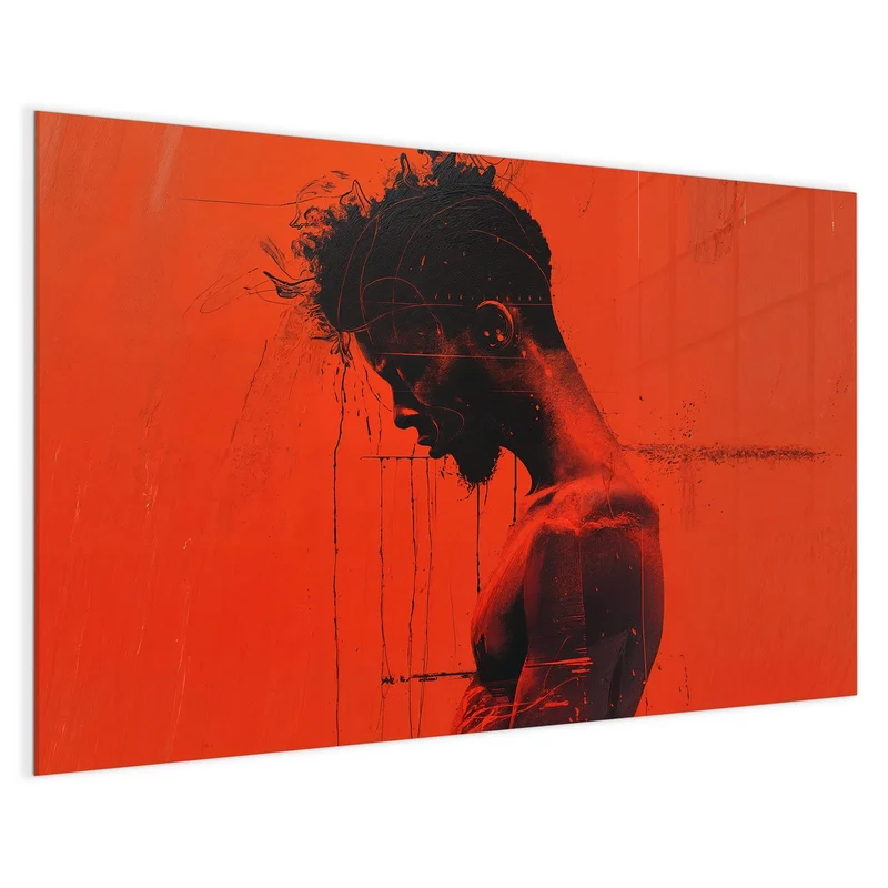 Magnettafel - Silhouette vor Rot