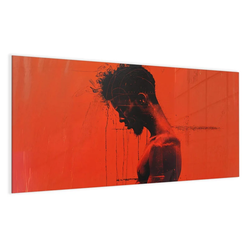 Magnettafel - Silhouette vor Rot