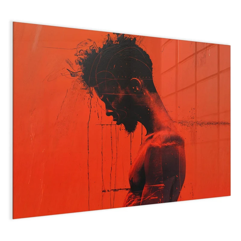 Magnettafel - Silhouette vor Rot