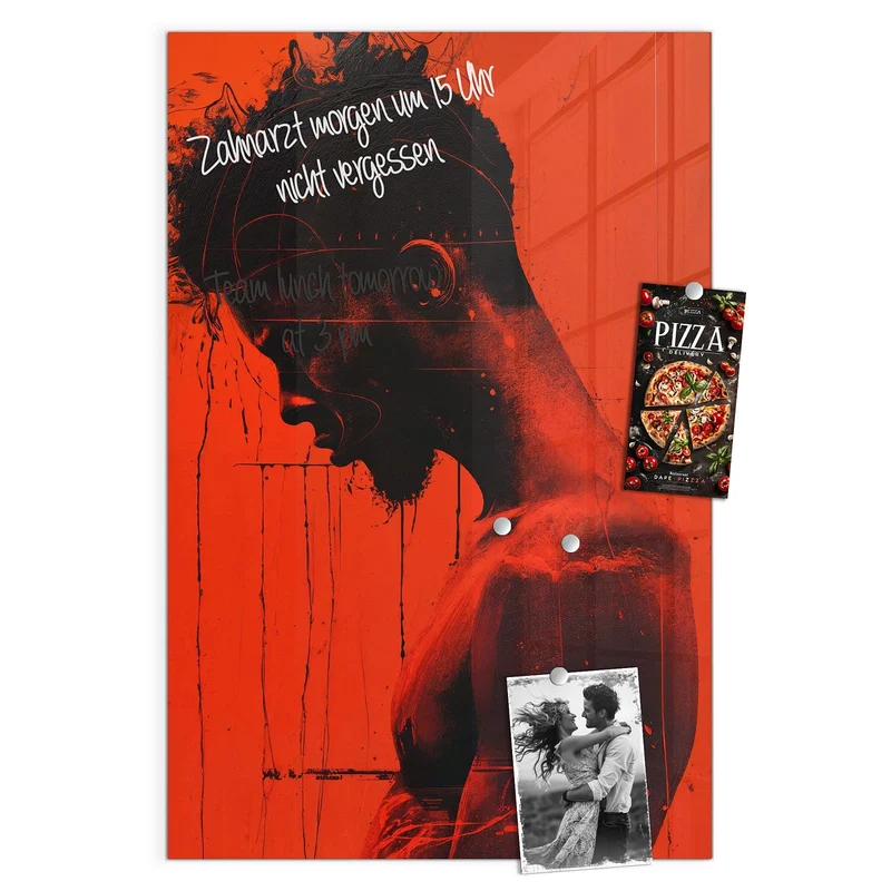 Magnettafel - Silhouette vor Rot