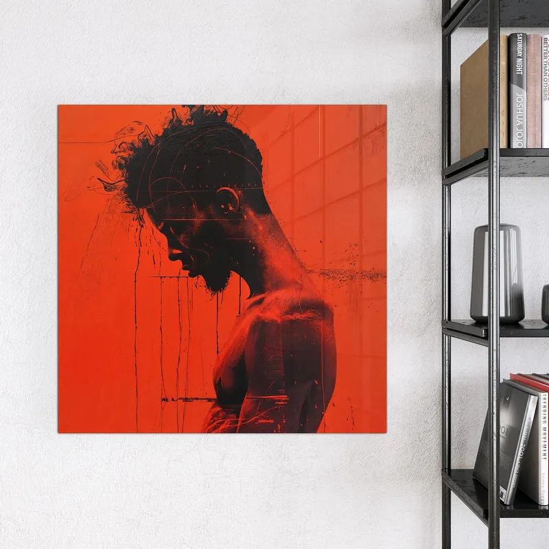 Magnettafel - Silhouette vor Rot