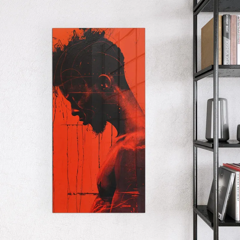 Magnettafel - Silhouette vor Rot