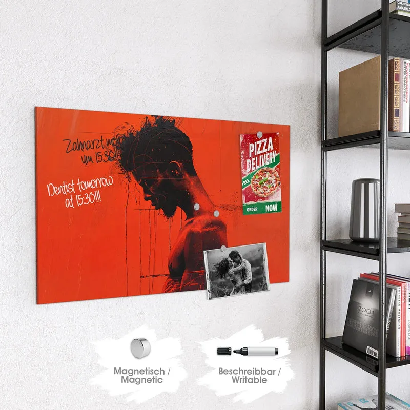 Magnettafel - Silhouette vor Rot
