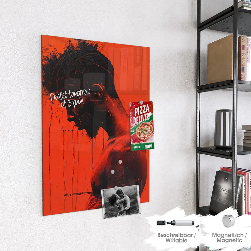 Magnettafel - Silhouette vor Rot