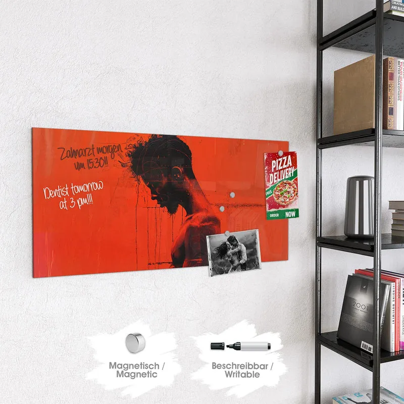 Magnettafel - Silhouette vor Rot