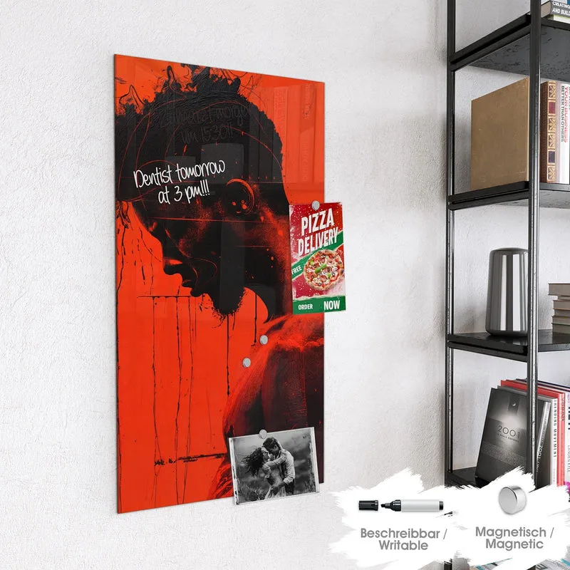 Magnettafel - Silhouette vor Rot