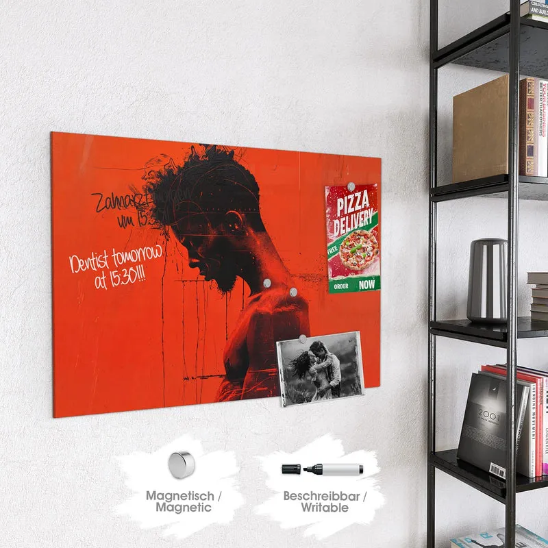 Magnettafel - Silhouette vor Rot