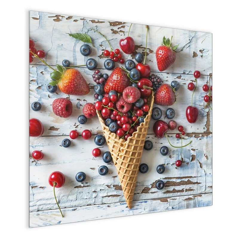 Magnettafel - Beeren in der Eiswaffel