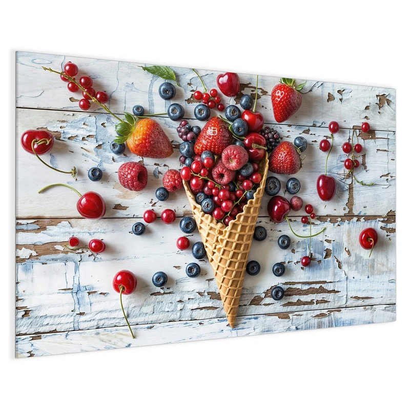 Magnettafel - Beeren in der Eiswaffel