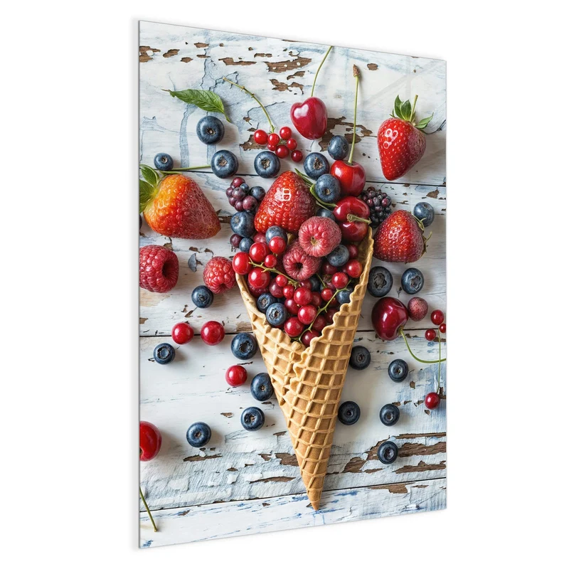 Magnettafel - Beeren in der Eiswaffel