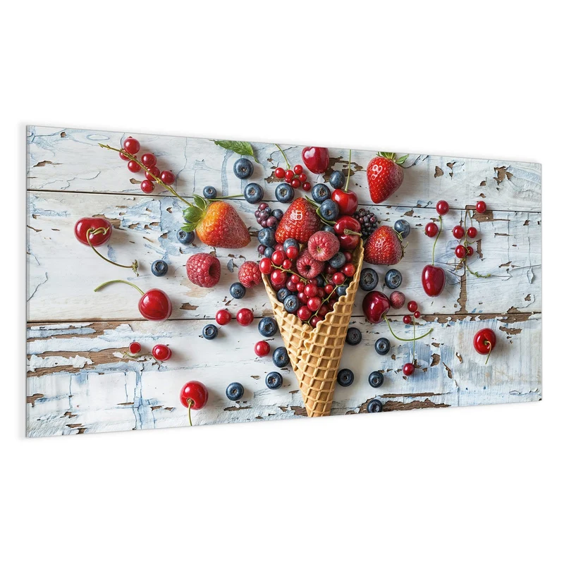 Magnettafel - Beeren in der Eiswaffel